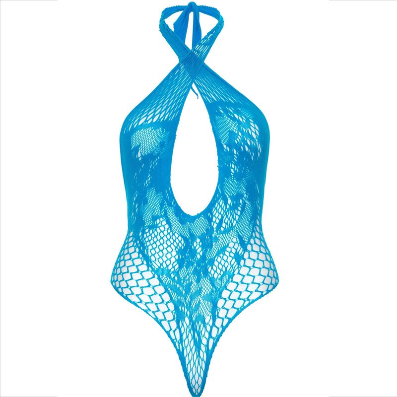 LEG AVENUE - TEDDY HALTER WITH BLUE LACE