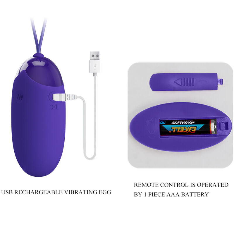 PRETTY LOVE - BERGER YOUTH REMOTE CONTROLLED VIBRATING EGG PURPLE