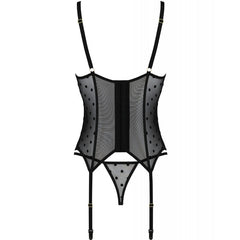 PASSION - CORSET ET STRING MARINA NOIR S/M