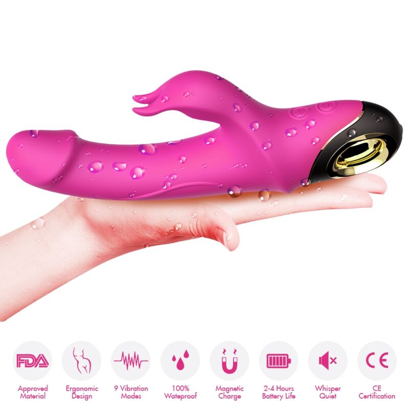 ARMONY - MEDIDOR DILDO CONEJO VIBRADOR ROTADOR FUCSIA