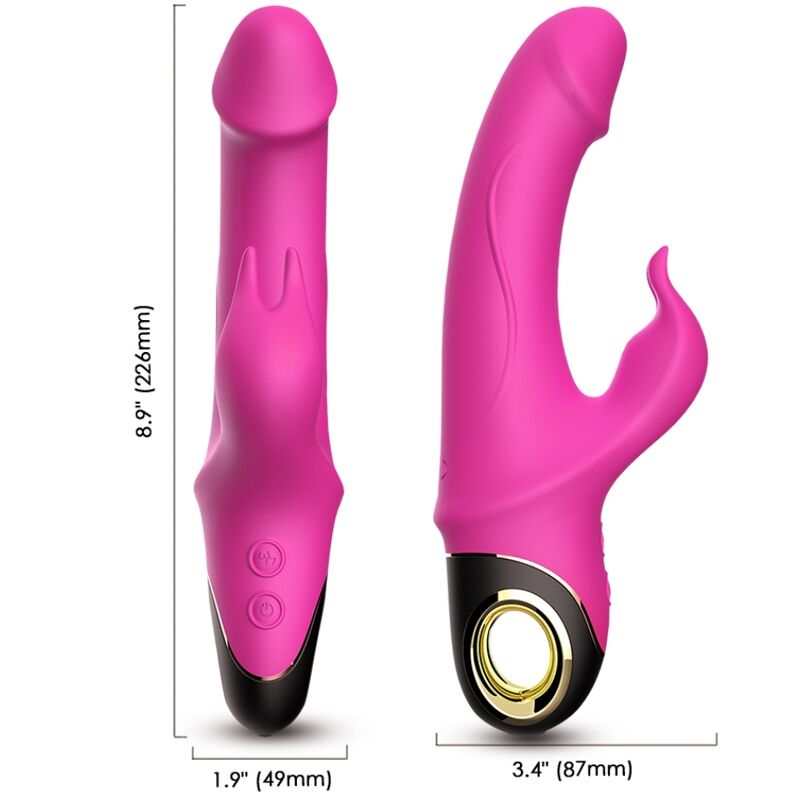 ARMONY - MEDIDOR DILDO CONEJO VIBRADOR ROTADOR FUCSIA