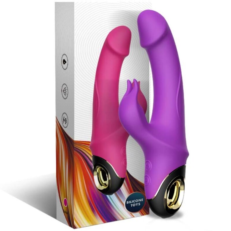 ARMONY - MEDIDOR DILDO CONEJO VIBRADOR ROTADOR MORADO