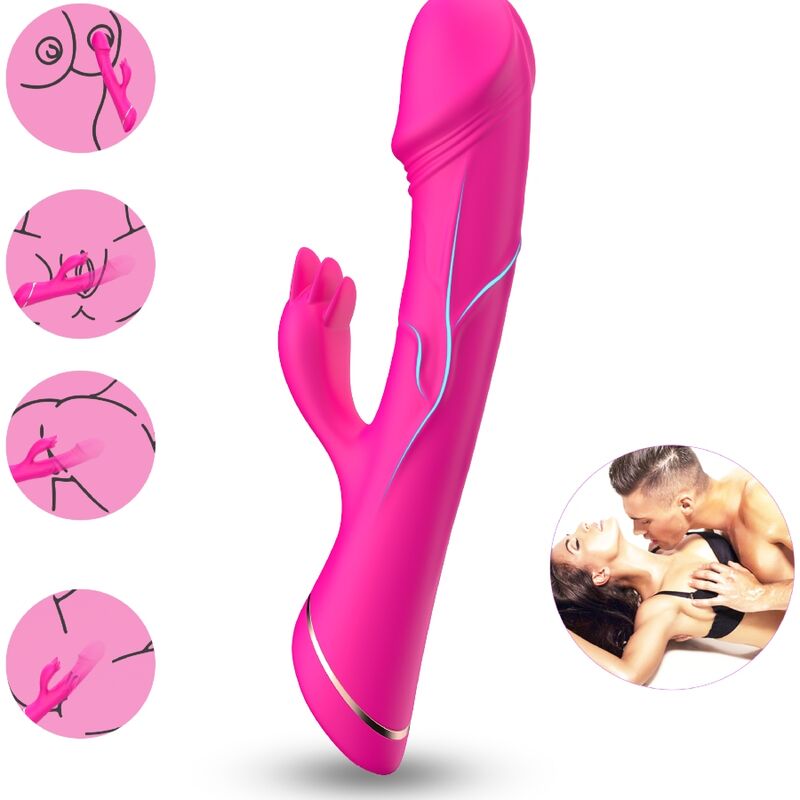 ARMONY - DILDO VIBRADOR CONEJO DE SILICONA FUCSIA