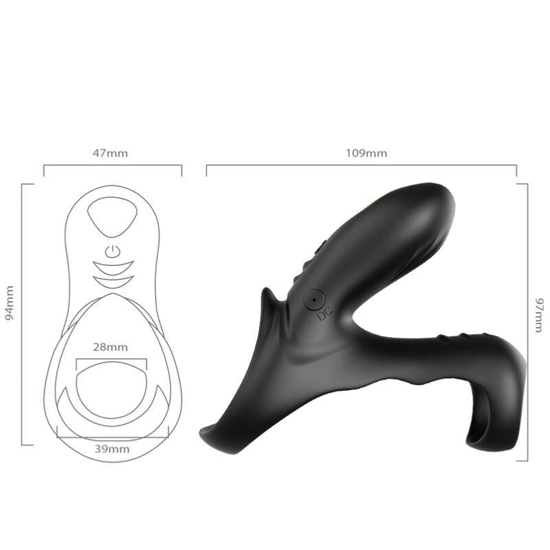 ARMONY - ANILLO VIBRADOR DOBLE RANGER PARA PAREJAS NEGRO