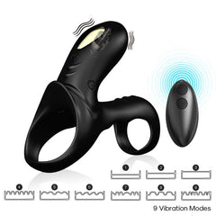 ARMONY - ANILLO VIBRADOR DOBLE RANGER PARA PAREJAS NEGRO