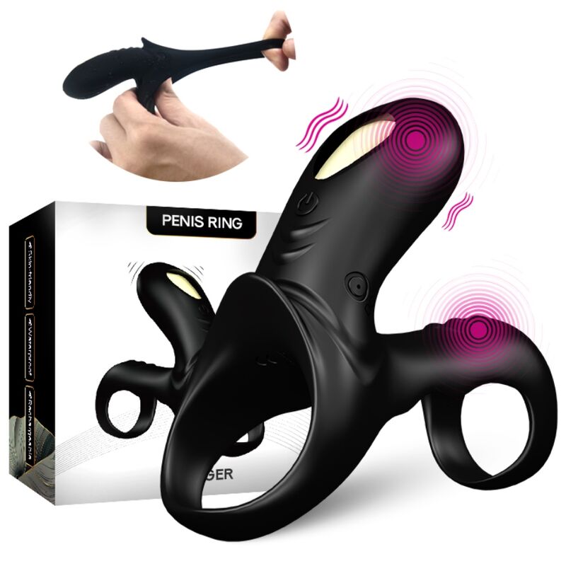 ARMONY - ANILLO VIBRADOR DOBLE RANGER PARA PAREJAS NEGRO