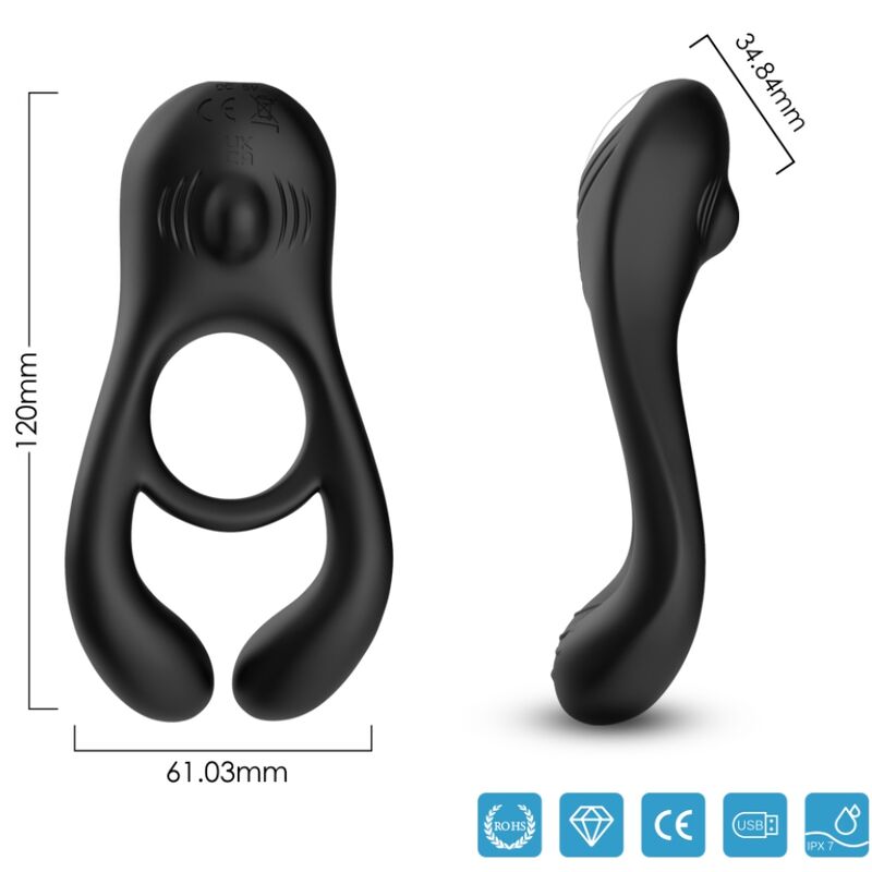 ARMONY - VEYRON ANILLO VIBRADOR DOBLE JUGUETE PARA PAREJAS NEGRO