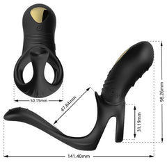 ARMONY - JOY JUMPER RING VIBRADOR PARA PAREJAS Y PLUG ANAL CON CONTROL REMOTO NEGRO