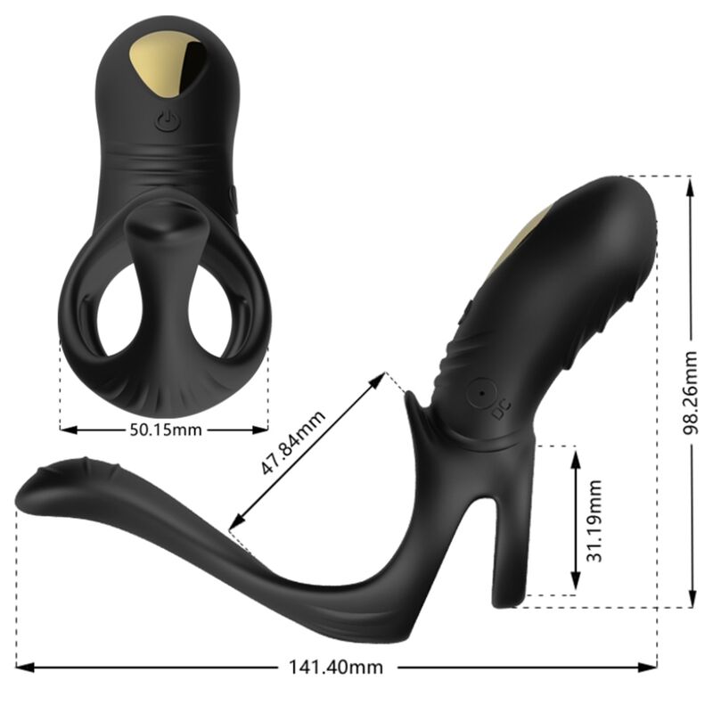 ARMONY - JUMPER RING VIBRADOR PARA PAREJAS Y PLUG ANAL NEGRO