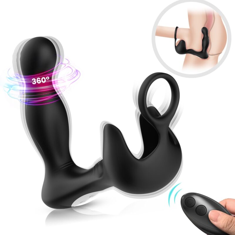 ARMONY - SURROUND ANAL VIBRATOR &amp; TESTICULOS STIMULATOR &amp; REMOTE CONTROL RING BLACK