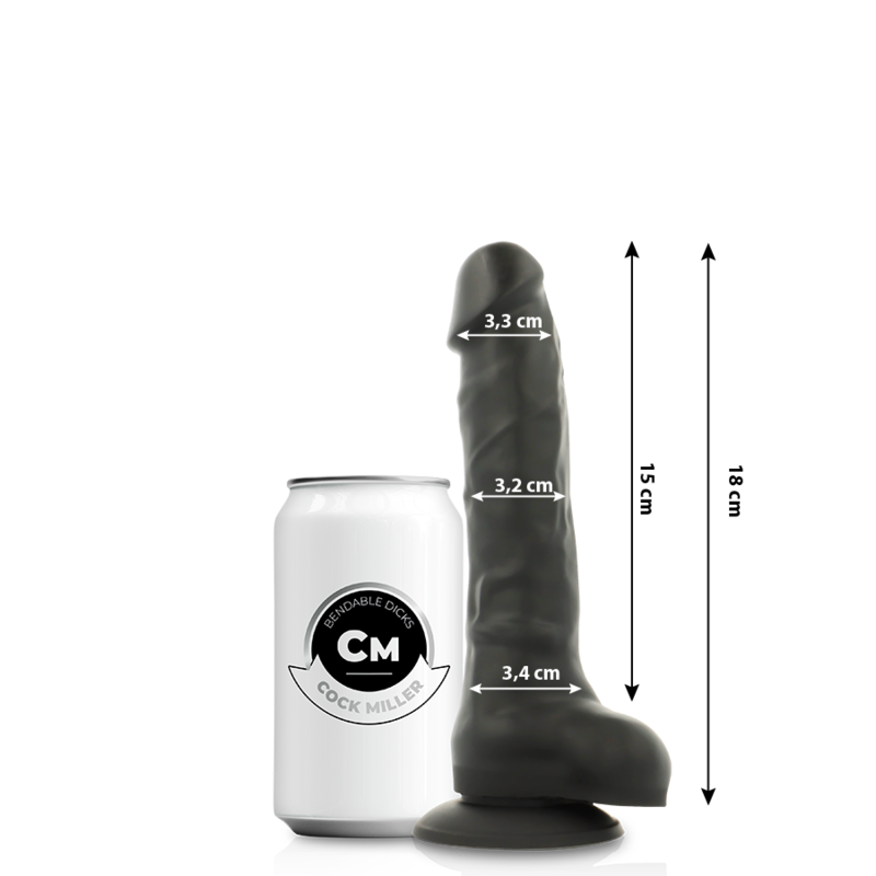 COCK MILLER - COCKSIL ARTICULABLE SILICONA DENSIDAD NEGRO 18 CM