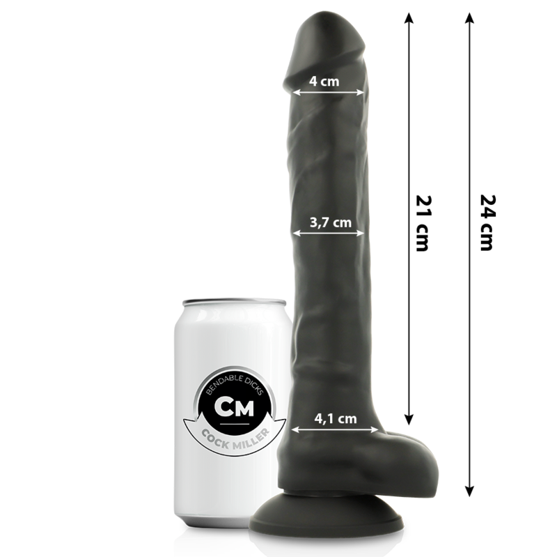 COCK MILLER - SILICONE DENSITY COCKSIL ARTICULABLE BLACK 24 CM