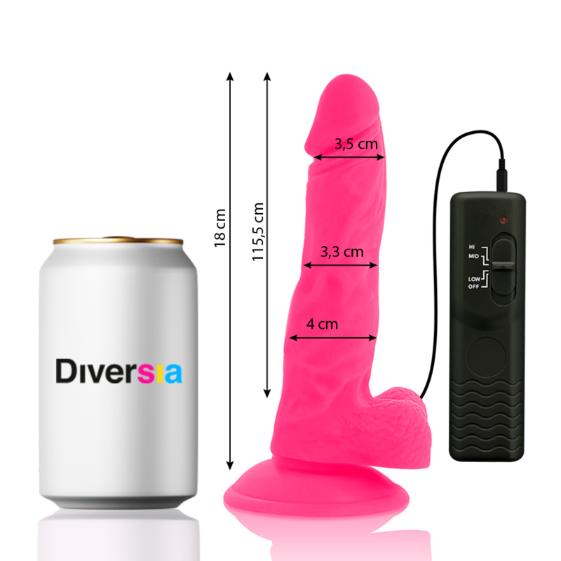 DIVERSIA - PINK FLEXIBLE VIBRANT DILDO 18 CM -O- 4 CM