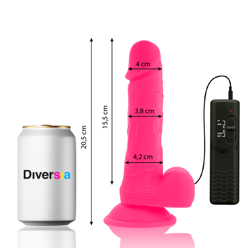 DIVERSIA - PINK FLEXIBLE VIBRANT DILDO 20.5 CM -O- 4.2 CM