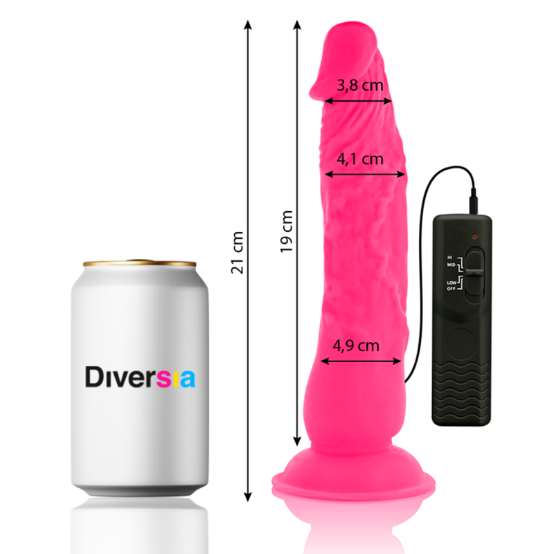 DIVERSIA - PINK FLEXIBLE VIBRANT DILDO 21 CM -O- 4.9 CM