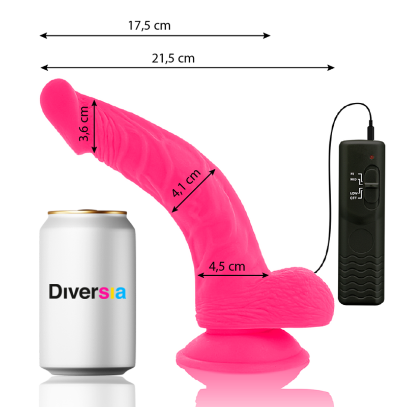 DIVERSIA - PINK FLEXIBLE VIBRANT DILDO 21.5 CM -O- 4.5 CM