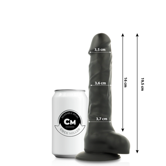 COCK MILLER - SILICONE DENSITY COCKSIL ARTICULABLE BLACK 19.5 CM