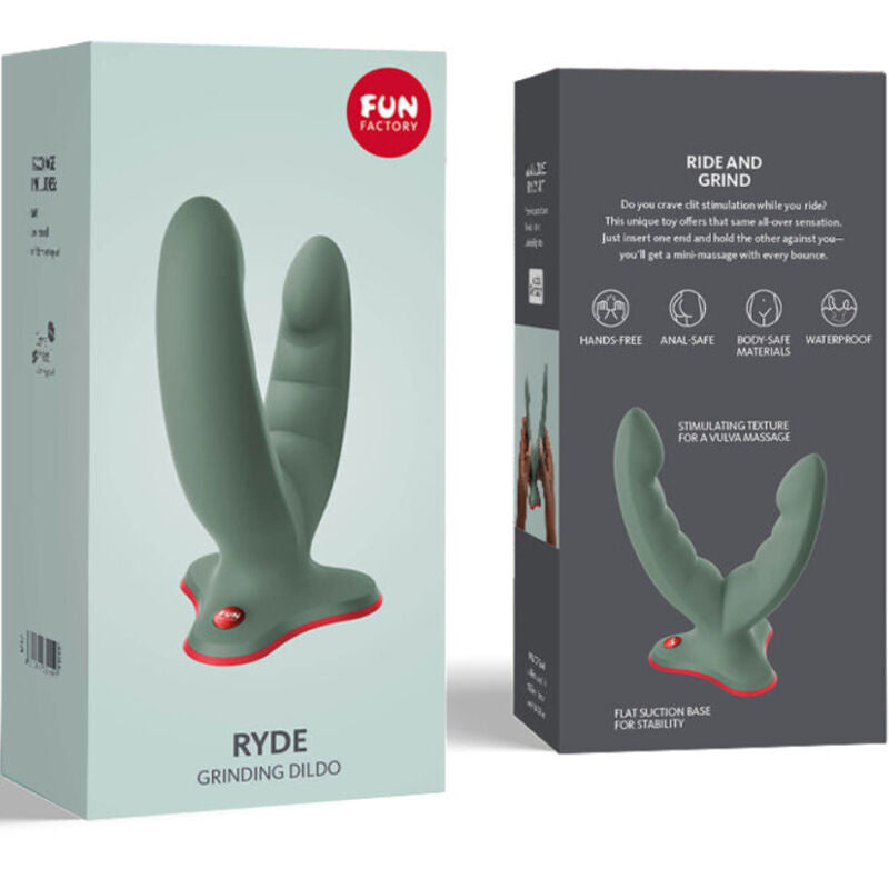 FUN FACTORY - RYDE DOBLE DILDO Y MASAJE VERDE