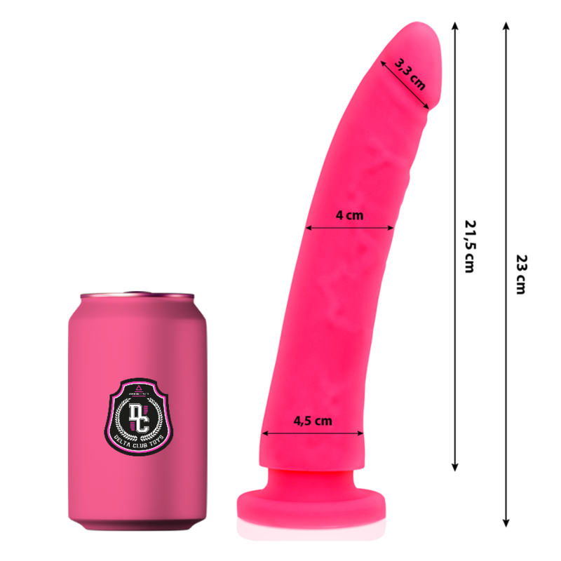 DELTA CLUB - JUGUETES DILDO MEDICO SILICONA ROSA 23 CM -O- 4.5 CM