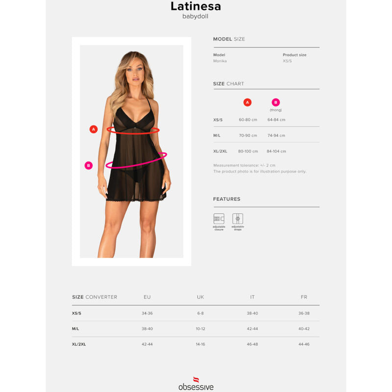 OBSESSIVE - LATINESA BABYDOLL &amp; STRING XS/S