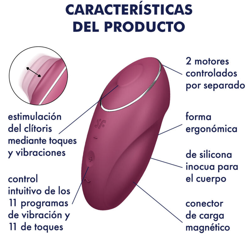 SATISFYER - TAP &amp; CLIMAX 1 RED LAY-ON VIBRATOR