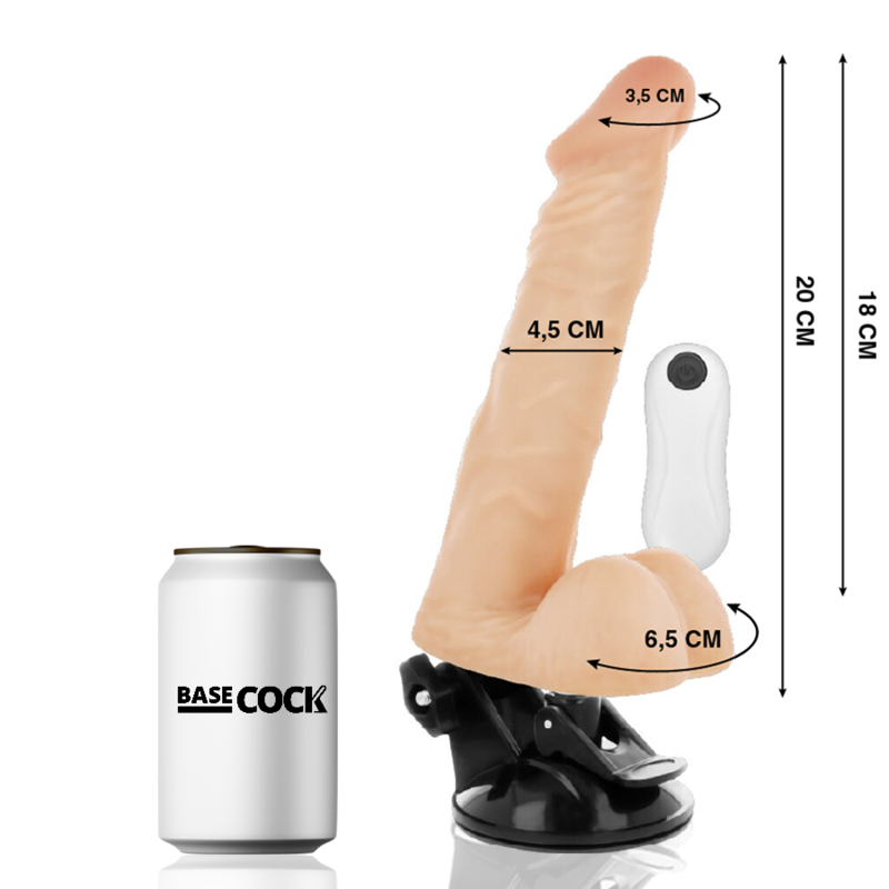 BASECOCK - ARTICULABLE VIBRATOR REMOTE CONTROL NATURAL 20 CM -O- 4.5 CM