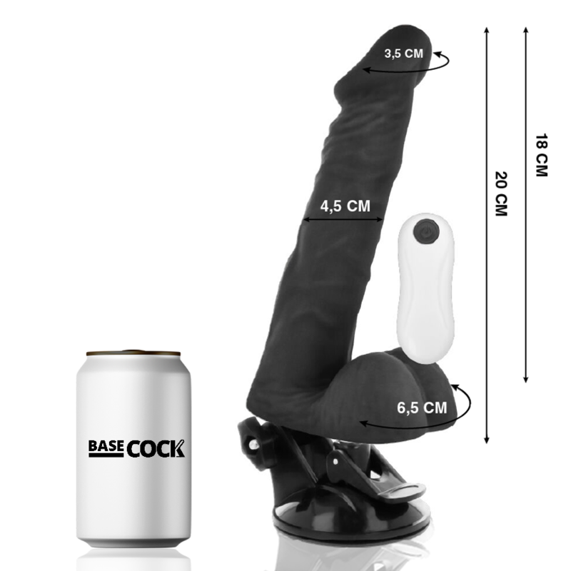 BASECOCK - VIBRATEUR ARTICULABLE TÉLÉCOMMANDE NATUREL 20 CM -O- 4.5 CM