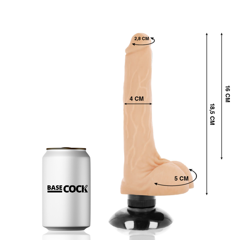 BASECOCK - VIBRADOR REALISTA 2-1 NATURAL 18,5 CM -O- 4 CM