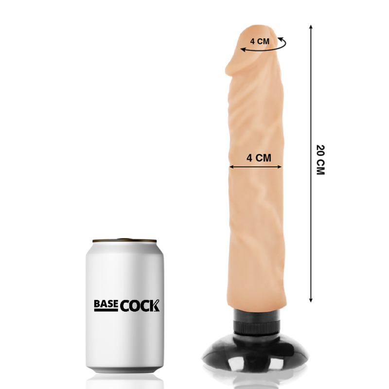 BASECOCK - VIBRADOR REALISTA 2-1 NATURAL 20 CM -O- 4 CM