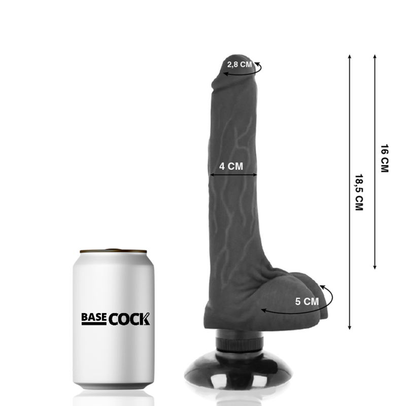 BASECOCK - VIBRADOR REALISTA 2-1 NATURAL 18,5 CM -O- 4 CM