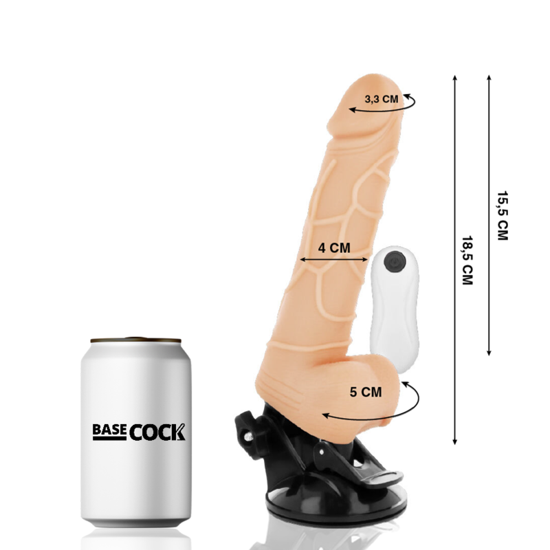 BASECOCK - REALISTIC NATURAL REMOTE CONTROL VIBRATOR 18.5 CM -O- 4CM