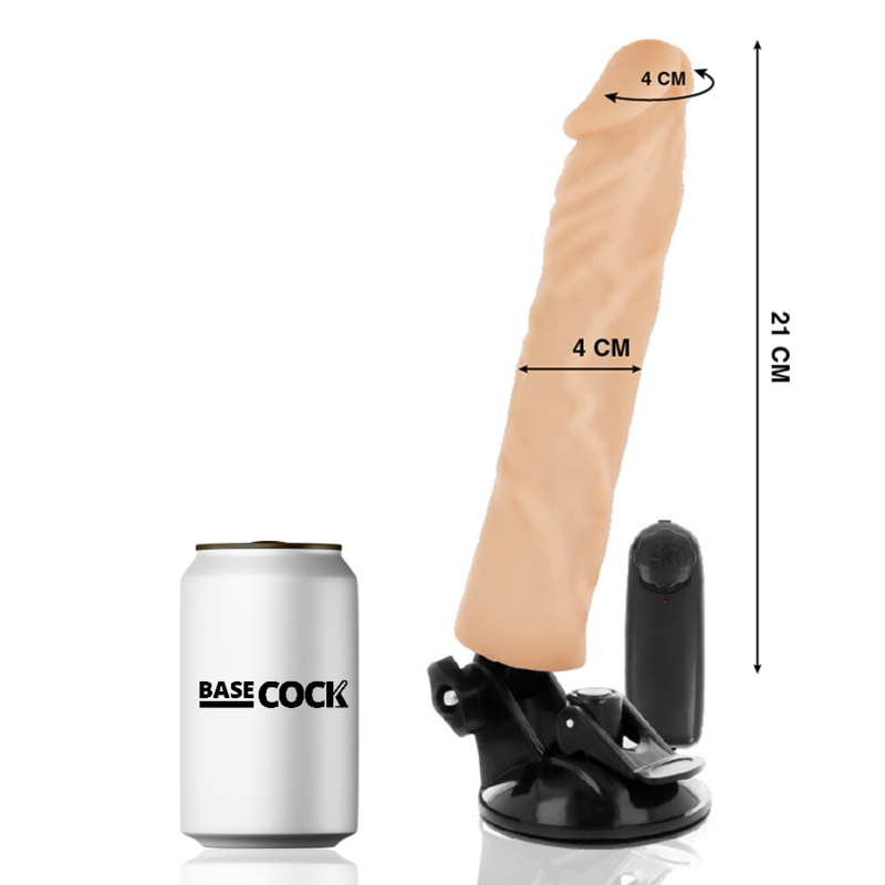 BASECOCK - VIBRADOR REALISTA CON CONTROL REMOTO NATURAL 21 CM -O- 4 CM