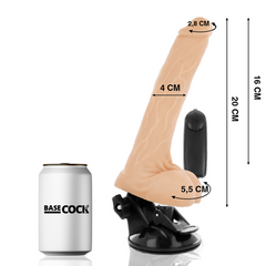 BASECOCK - VIBRADOR NATURAL REALISTA CON TESTICULOS A CONTROL REMOTO 20 CM -O- 4 CM