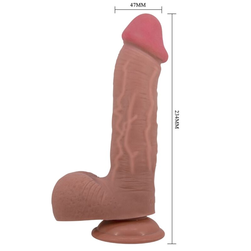 PRETTY LOVE - SLIDING SKIN SERIES REALISTIC DILDO WITH SUCTION CUP SLIDING SKIN BROWN 23.4 CM