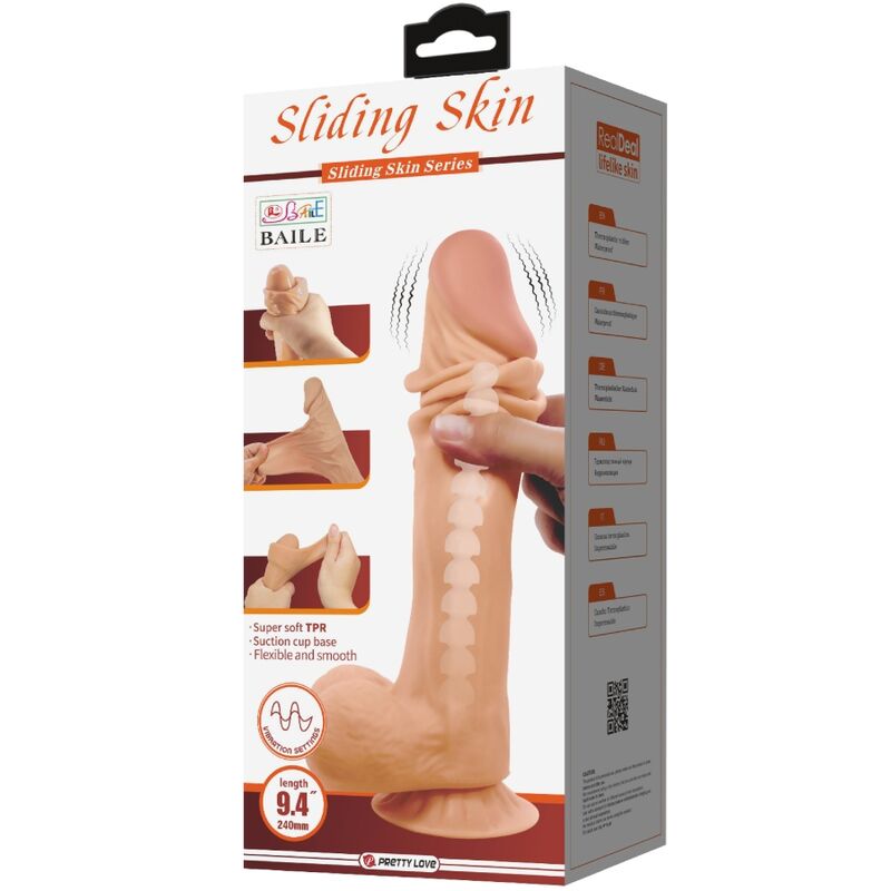 PRETTY LOVE - SLIDING SKIN SERIES REALISTIC DILDO WITH SUCTION CUP SLIDING SKIN REMOTE CONTROL FLESH 24 CM