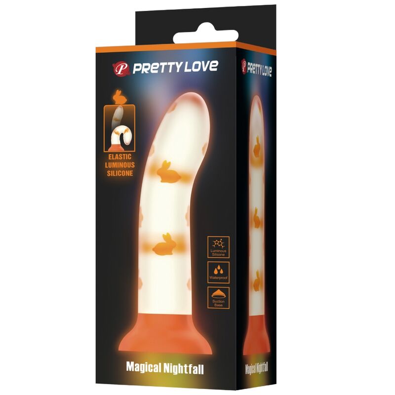 PRETTY LOVE - NIGHTFALL MAGIC DILDO WITHOUT VIBRATION ORANGE LUMINOUS