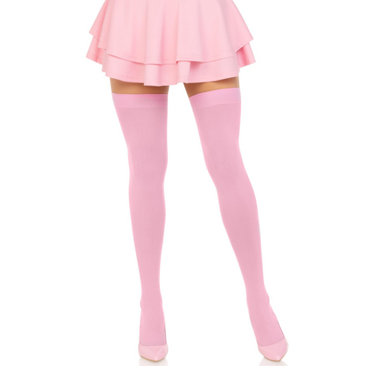 LEG AVENUE - PINK NYLON THIGH HIGHS