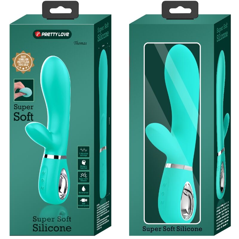 PRETTY LOVE - VIBRADOR MULTIFUNCIÓN PUNTO G THOMAS AQUA GREEN