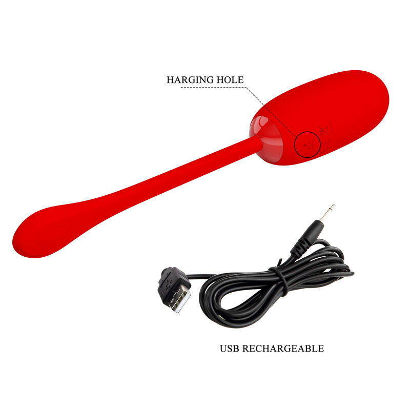 PRETTY LOVE - HUEVO VIBRADOR JULIUS RECARGABLE IMPERMEABLE ROJO