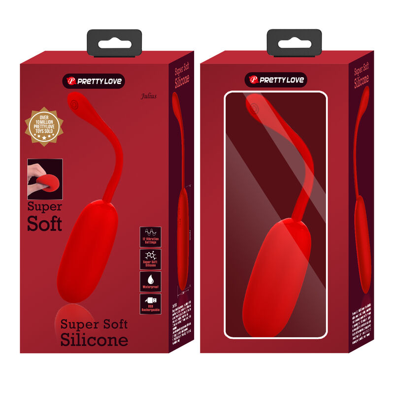 PRETTY LOVE - HUEVO VIBRADOR JULIUS RECARGABLE IMPERMEABLE ROJO