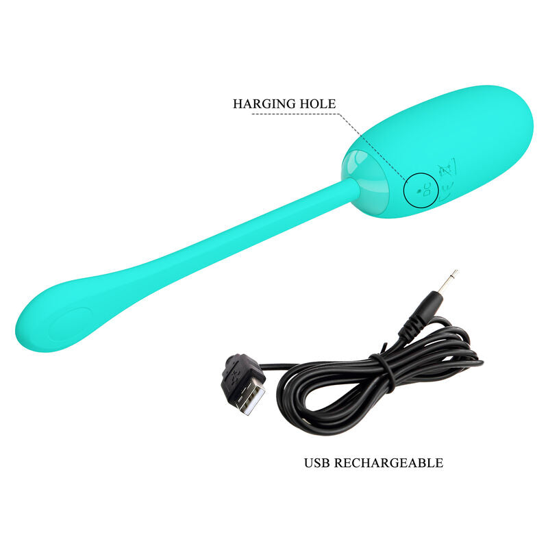 PRETTY LOVE - JULIUS WATERPROOF-RECHARGEABLE VIBRATING EGG AQUA GREEN