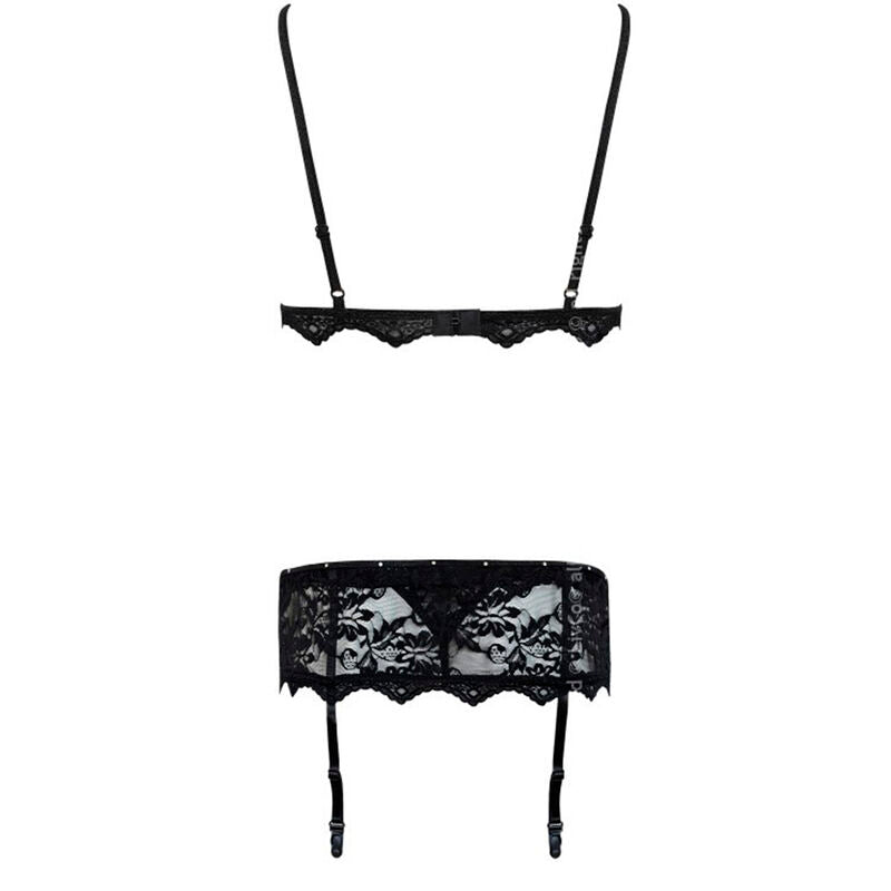 LIVCO CORSETTI FASHION - BELITA LC 90231 SOUTIEN-GORGE + CULOTTE + JARRETIÈRE NOIR S/M