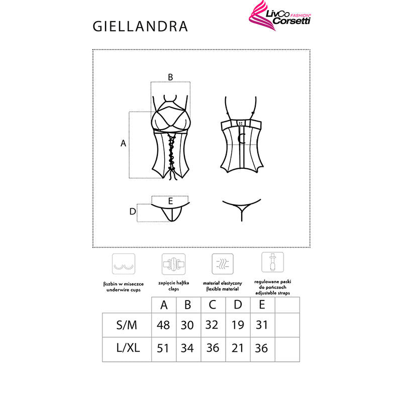 LIVCO CORSETTI FASHION - GIELLANDRA COLLECTION FOR THE SENSES CORSET + BLACK PANTIES