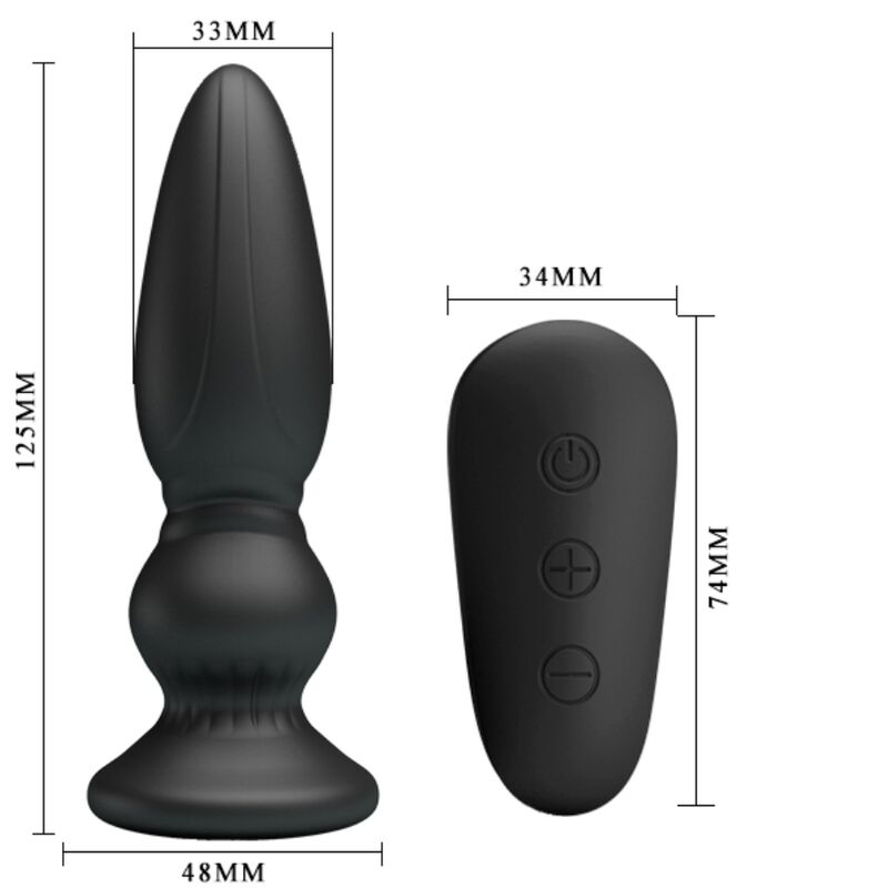 MR PLAY - POTENTE VIBRADOR CON CONTROL REMOTO PLUG ANAL NEGRO