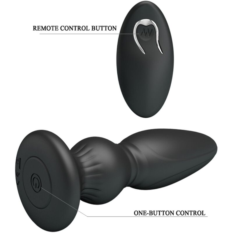 MR PLAY - POTENTE VIBRADOR CON CONTROL REMOTO PLUG ANAL NEGRO