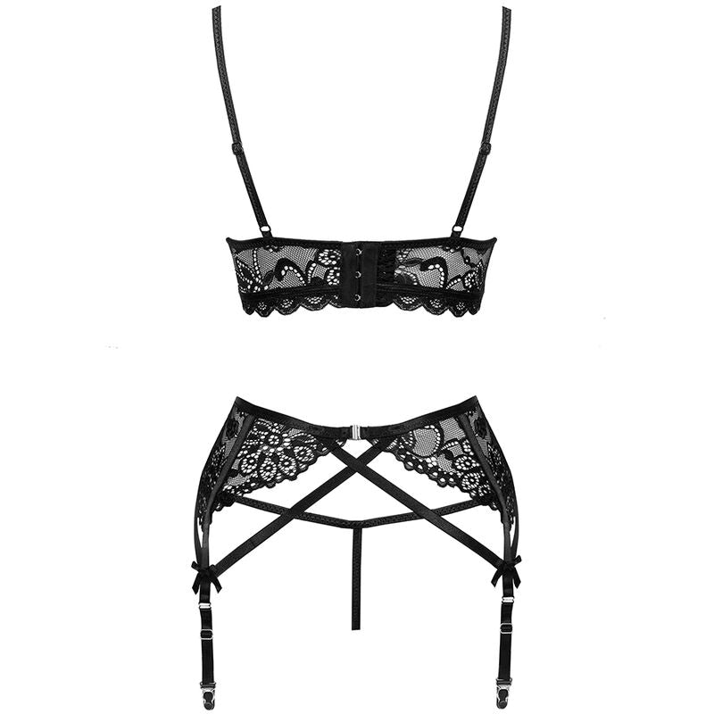 LIVCO CORSETTI FASHION - MORIDAM LC 90552 BRA + GARTER + PANTIES NEGRO