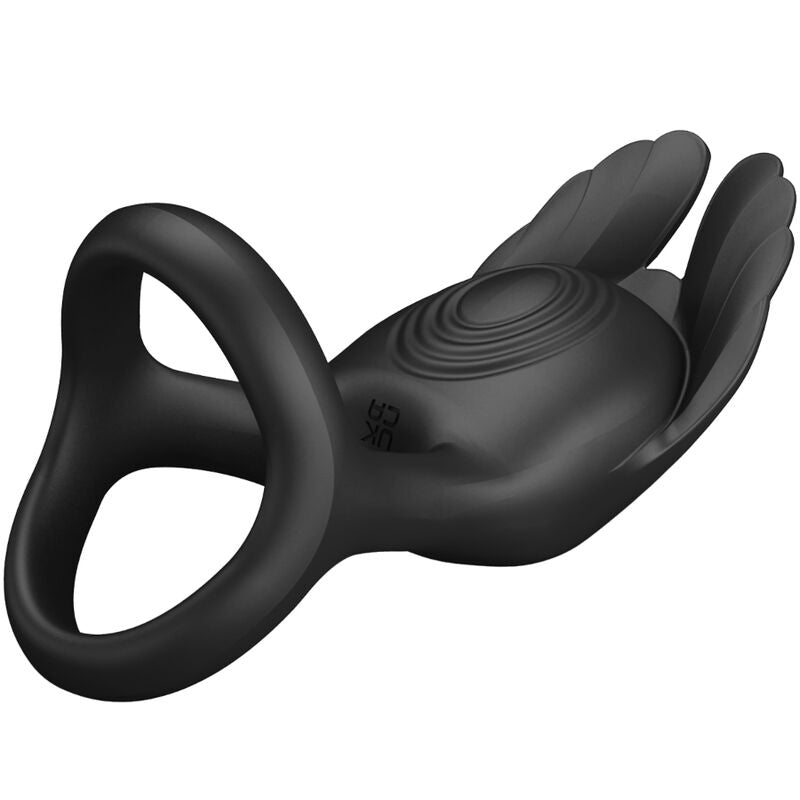 PRETTY LOVE - SILAS ANILLO VIBRADOR PARA EL PENE 7 VIBRACIONES SILICONA NEGRA