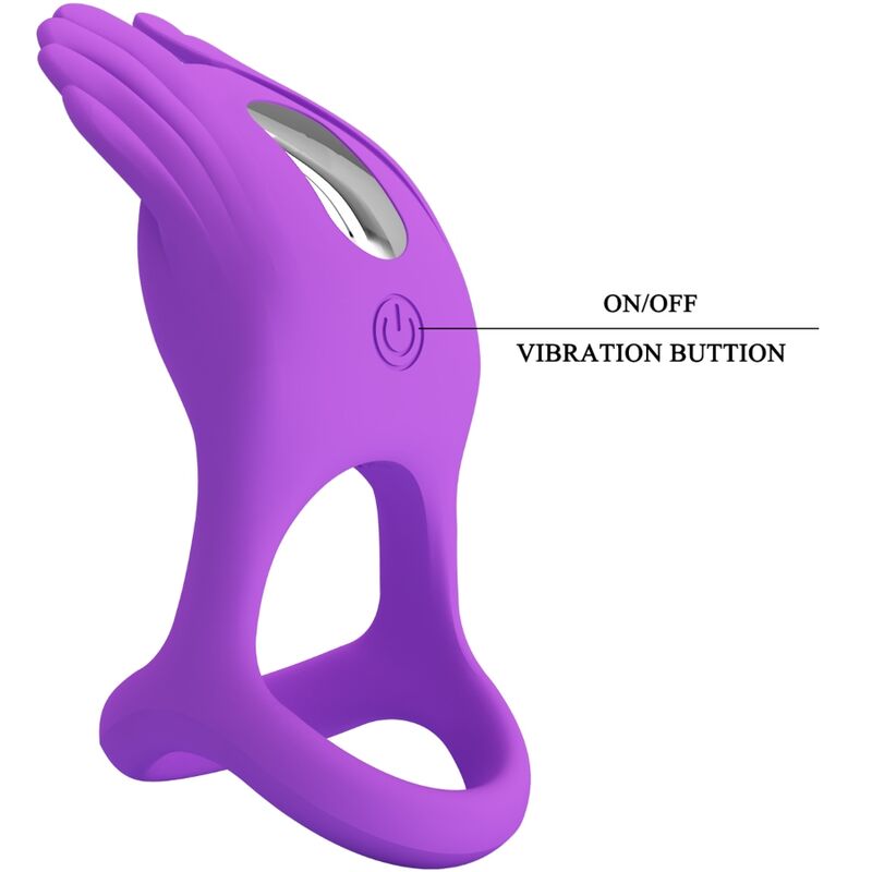 PRETTY LOVE - SILAS ANNEAU PÉNIS VIBRANT 7 VIBRATIONS SILICONE VIOLET