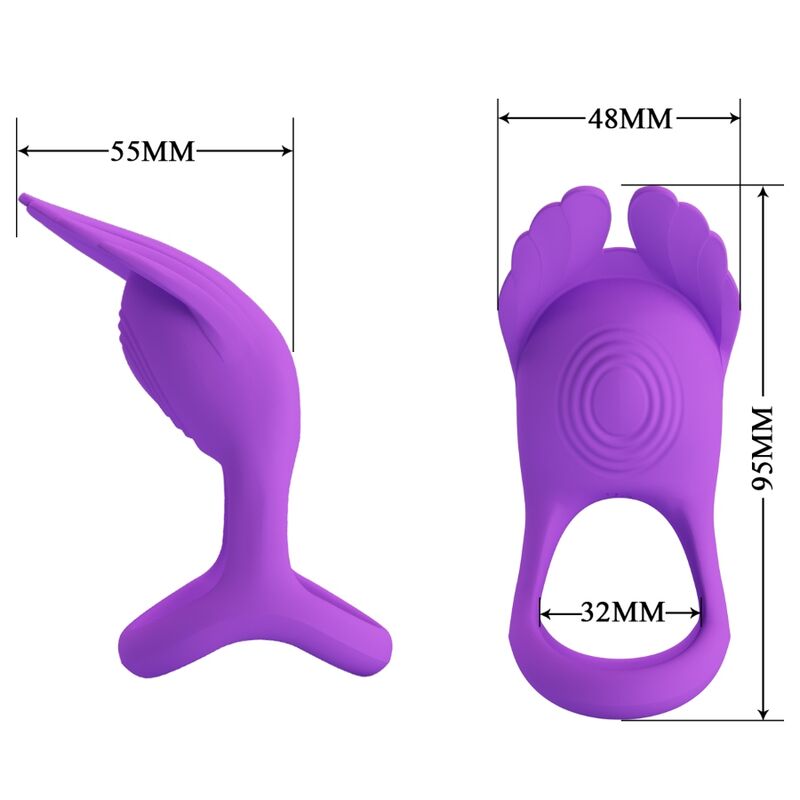 PRETTY LOVE - SILAS ANNEAU PÉNIS VIBRANT 7 VIBRATIONS SILICONE VIOLET