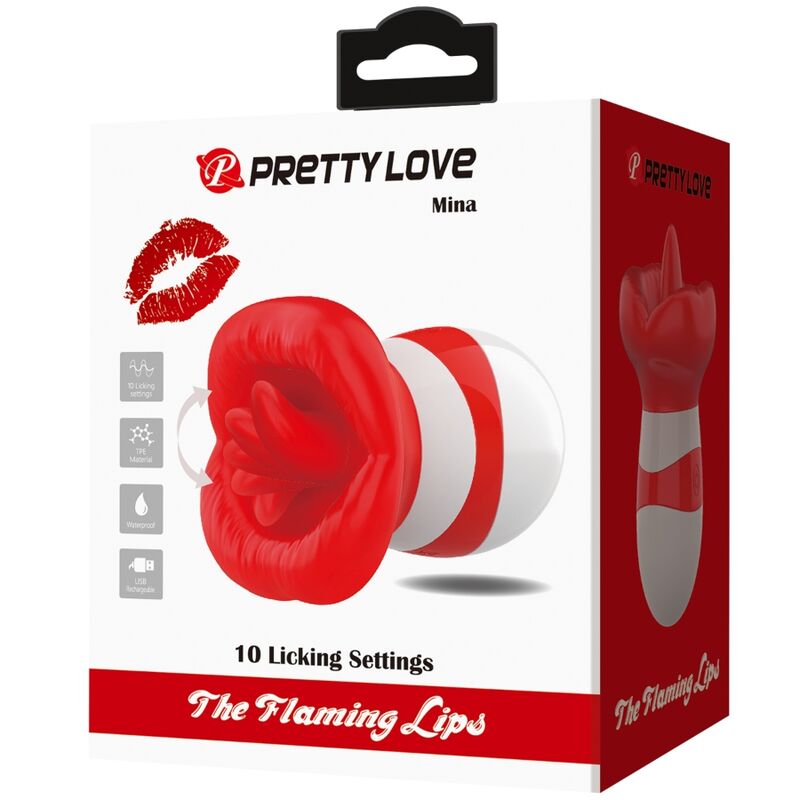 PRETTY LOVE - ESTIMULADOR DE LENGUA MINA ROJO CLARO